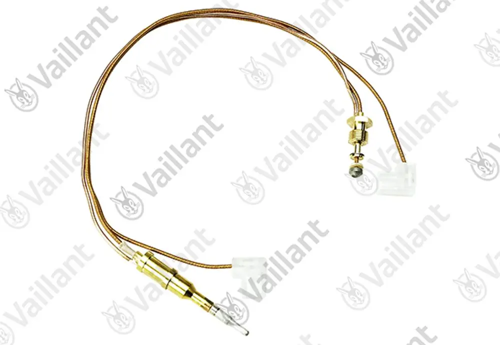 Vaillant Thermoelement mit mehreren Anschlusskabeln und einem metallischen Sensor, der für die Temperaturmessung in Heizsystemen verwendet wird.